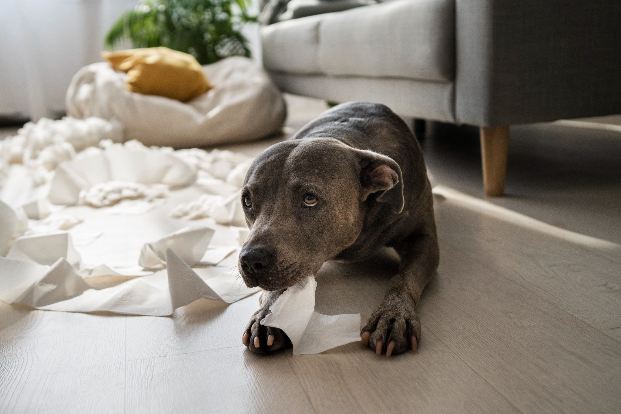 Perro estresado en casa